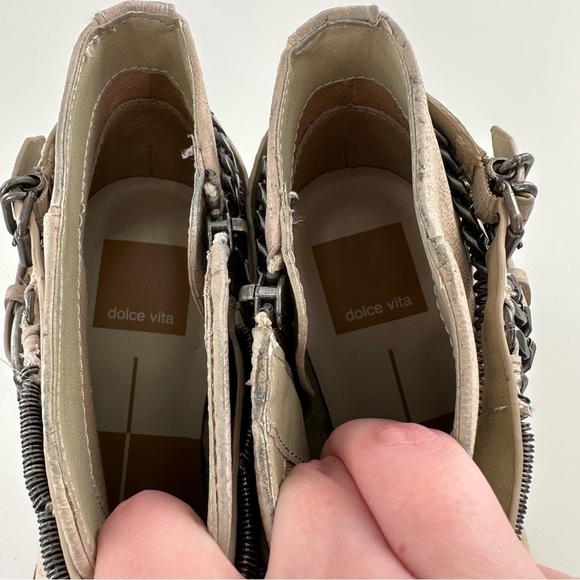 Dolce Vita ankle Yasmin booties 8 beige leather western rode buckle chain mail - Picture 11 of 13